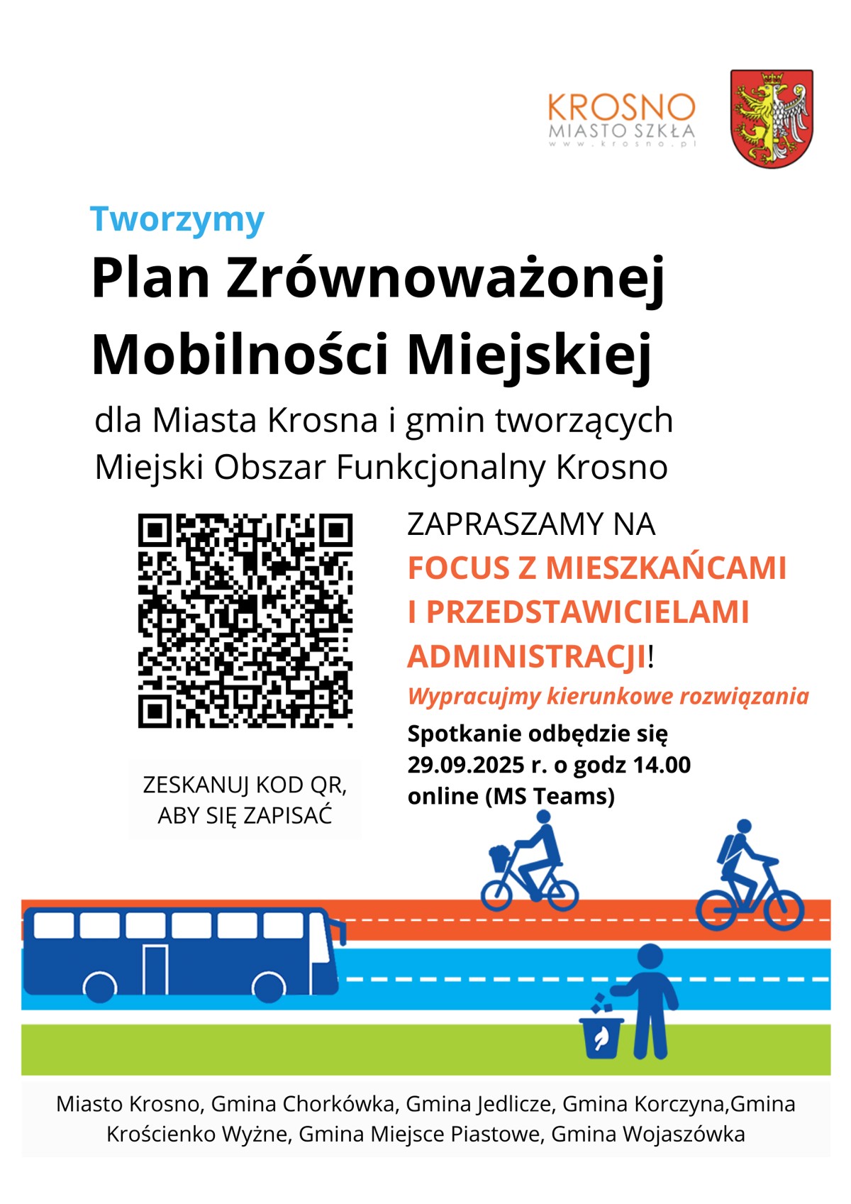 Zaproszenie na focus dla mieszkańców i przedstawicieli administracji - ulotka informacyjna SUMP Krosno.png