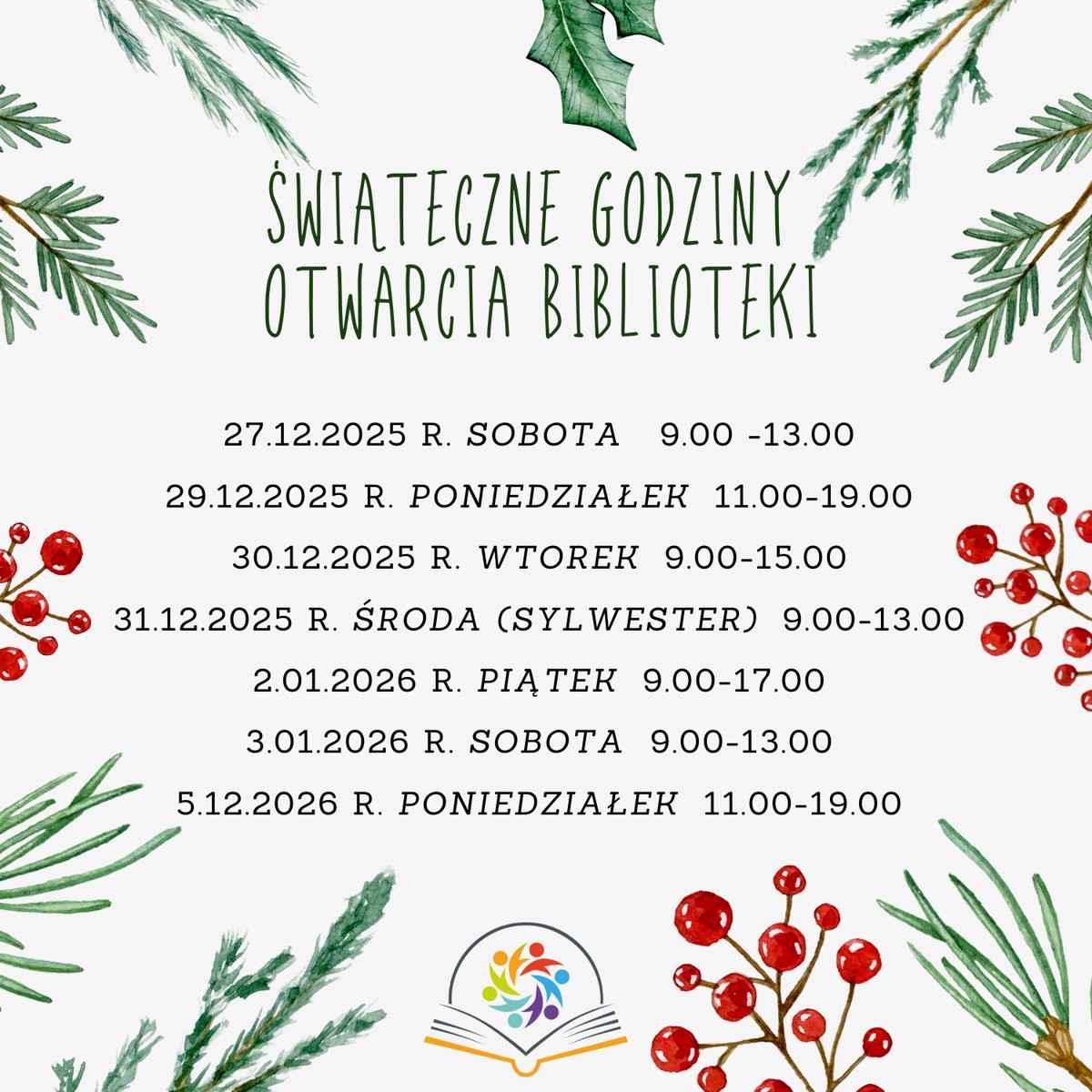 Świąteczne Godziny Otwarcia Biblioteki.png