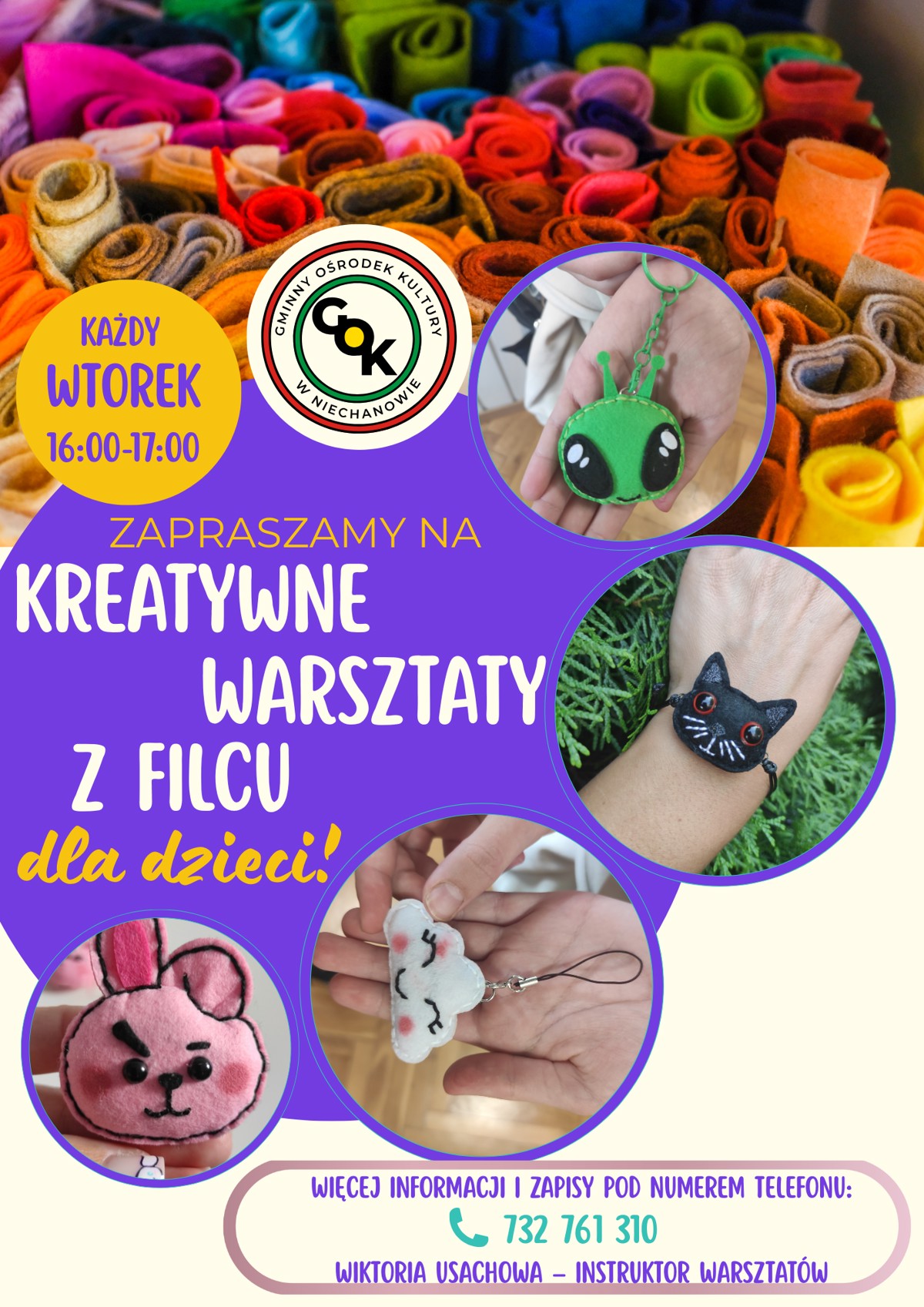 Żółty Fioletowy i Pomarańczowy Radosny Kolonie Letnie Ulotka.png