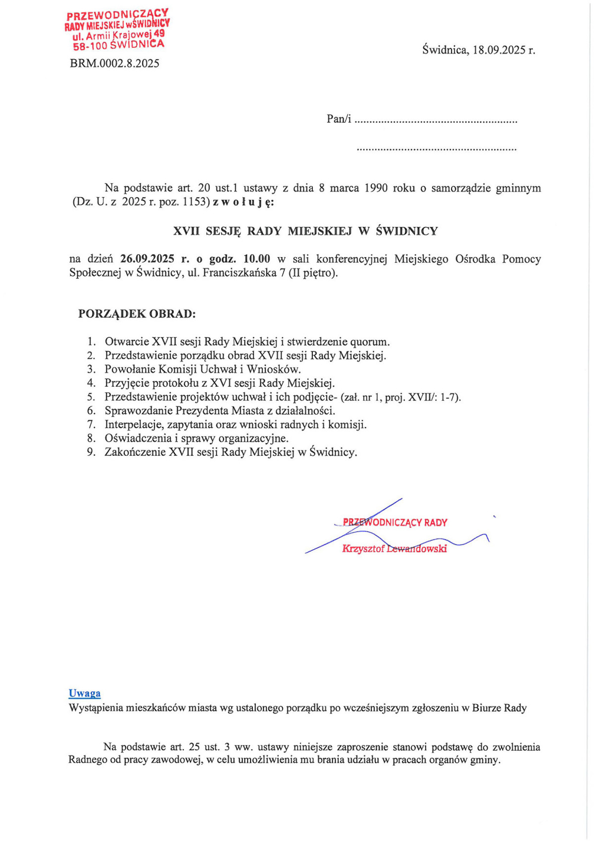 Porządek obrad XVII sesji RM w dniu 26.09.2025 r.jpg
