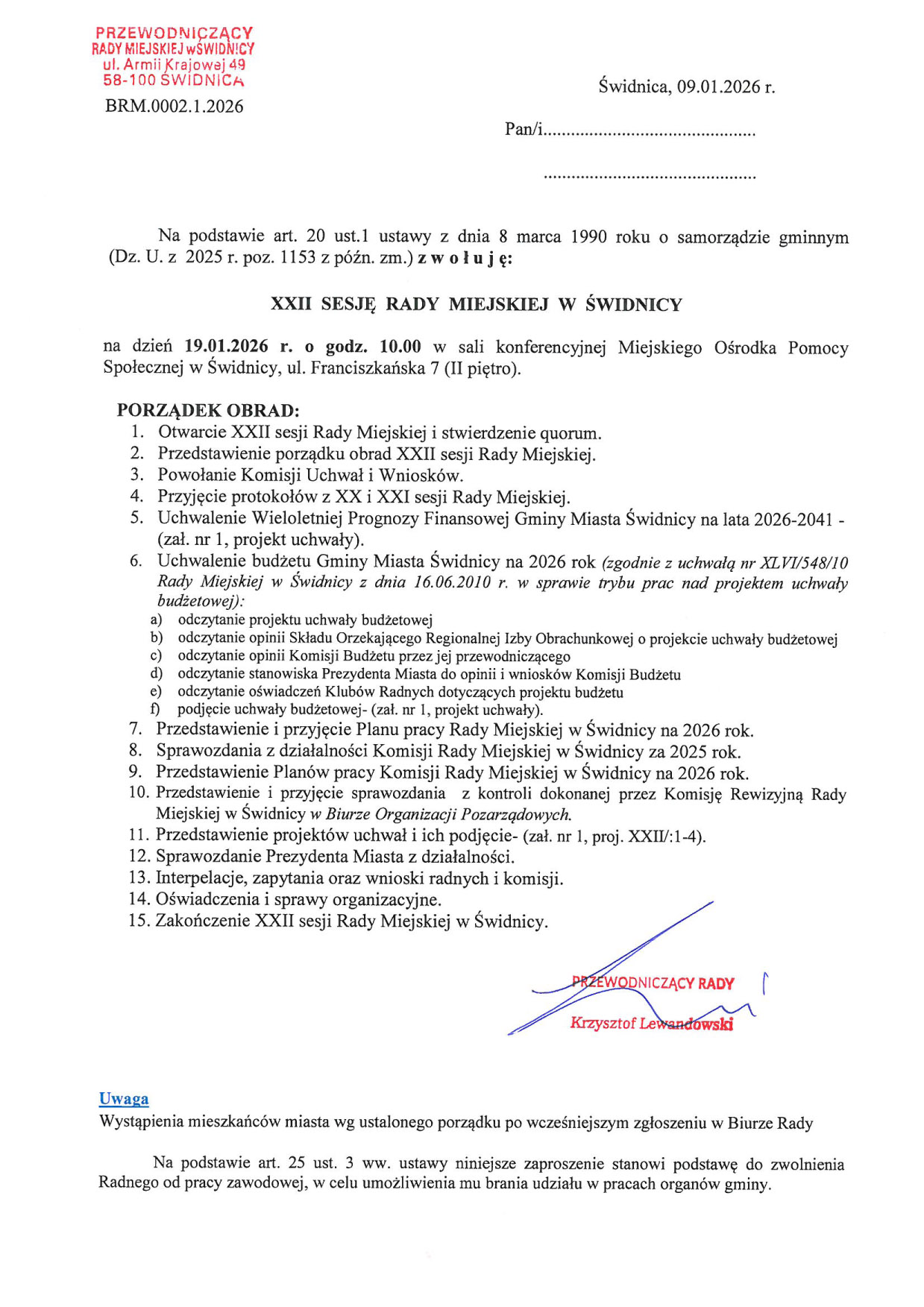 porządek obrad_XXII sesja RM w dniu 19.01.jpg